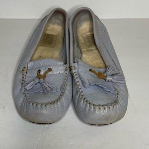 Ugg slip on leather fur lined boat shoes